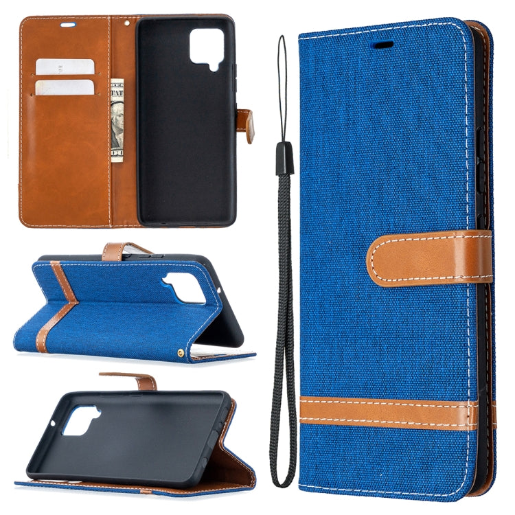 For Samsung Galaxy A42 5G Color Matching Denim Texture Horizontal Flip Leather Case with Holder & Card Slots & Wallet & Lanyard