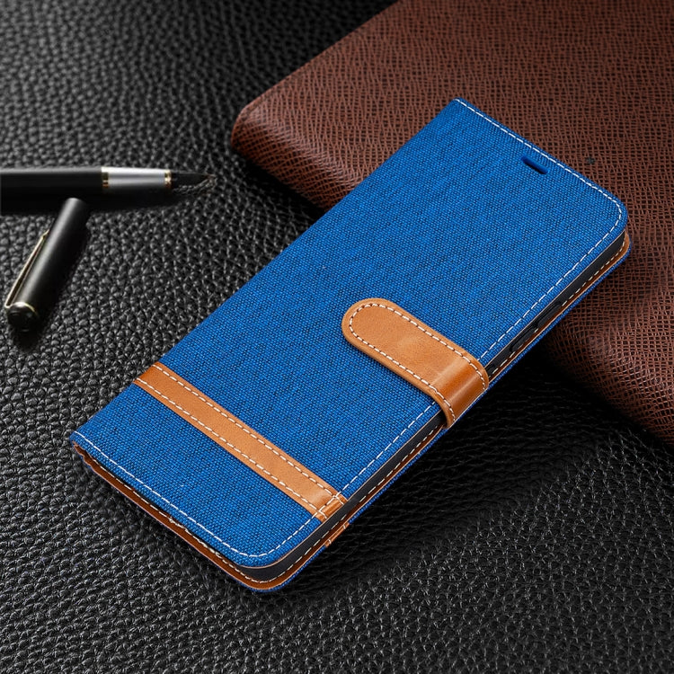 For Samsung Galaxy A42 5G Color Matching Denim Texture Horizontal Flip Leather Case with Holder & Card Slots & Wallet & Lanyard