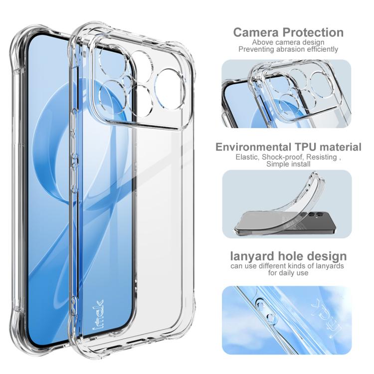 For Redmi K90 Pro Max / Poco F8 Ultra 5G imak Shockproof Airbag TPU Phone Case - Transparent