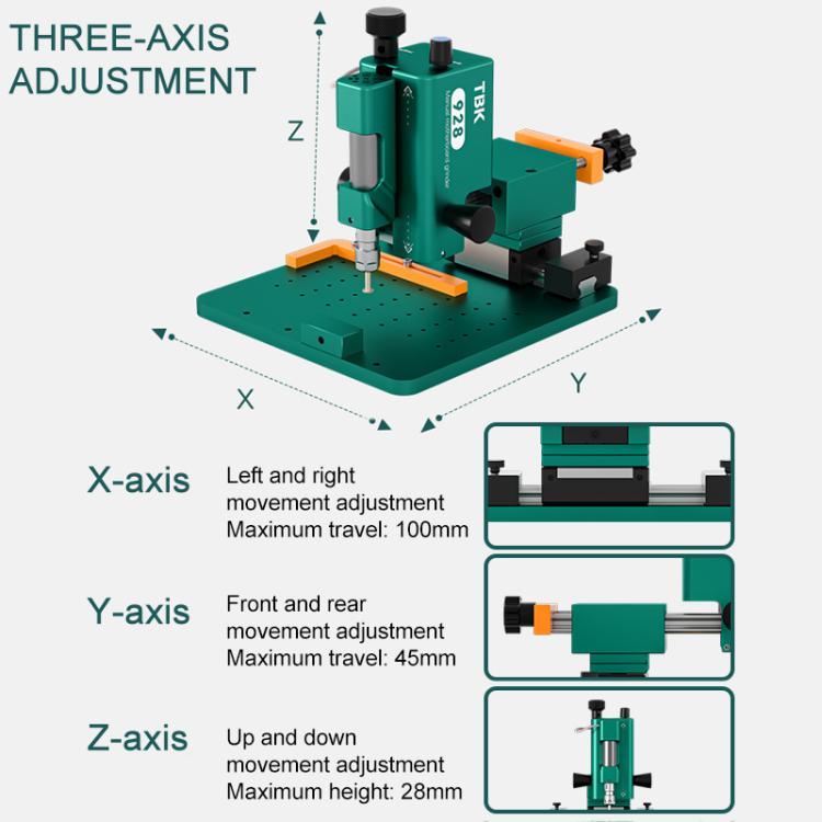 TBK 928 Intelligent High-speed Motor Three-axis Adjustment Motherboard/IC Grinder, Plug:EU Plug