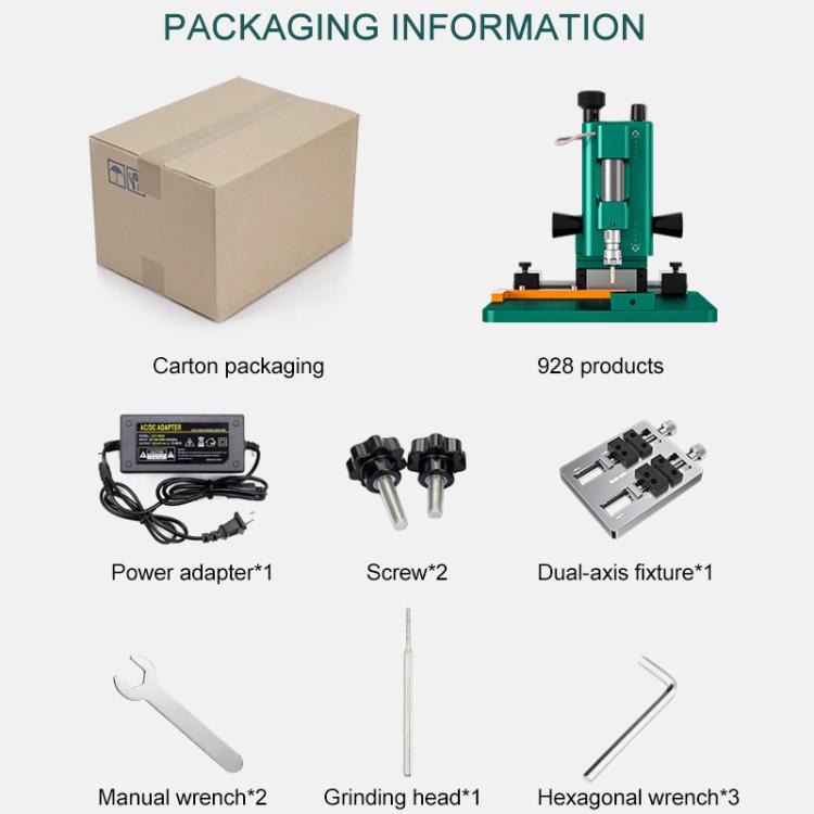 TBK 928 Intelligent High-speed Motor Three-axis Adjustment Motherboard/IC Grinder, Plug:EU Plug