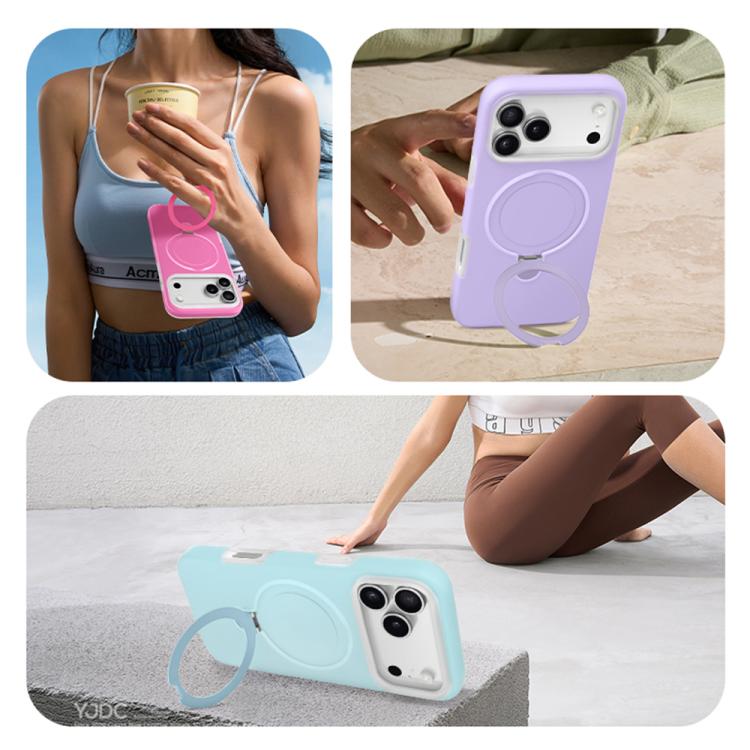 For iPhone 17 Pro Max Jelly Liquid Silicone MagSafe Holder Phone Case