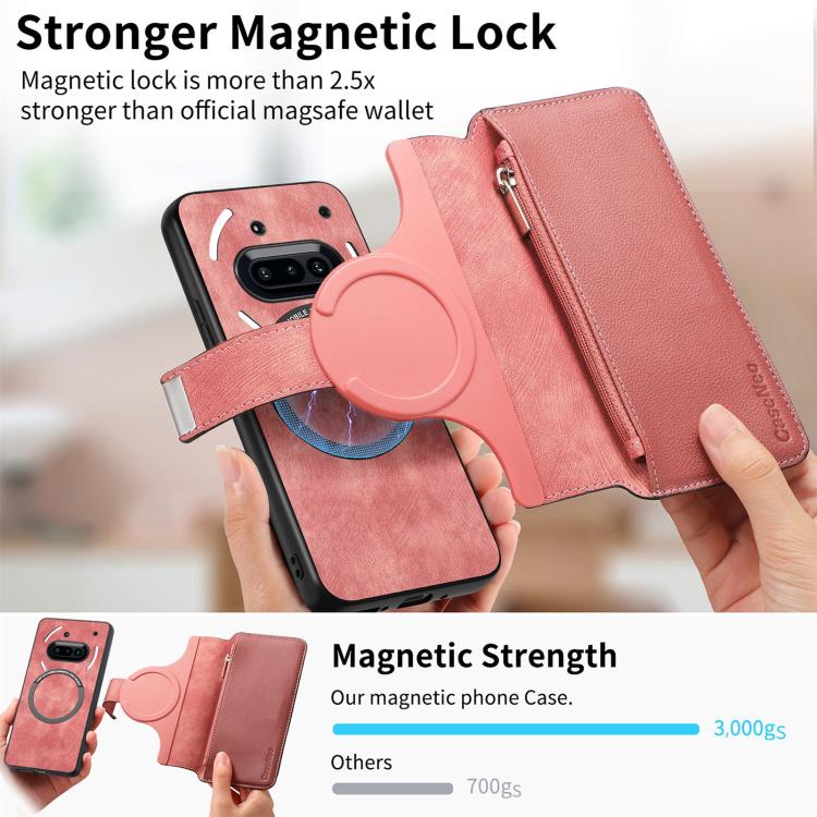 For Nothing Phone 3a CaseNeo MagSafe RFID Anti-theft Zipper Wallet Retro Leather Phone Case