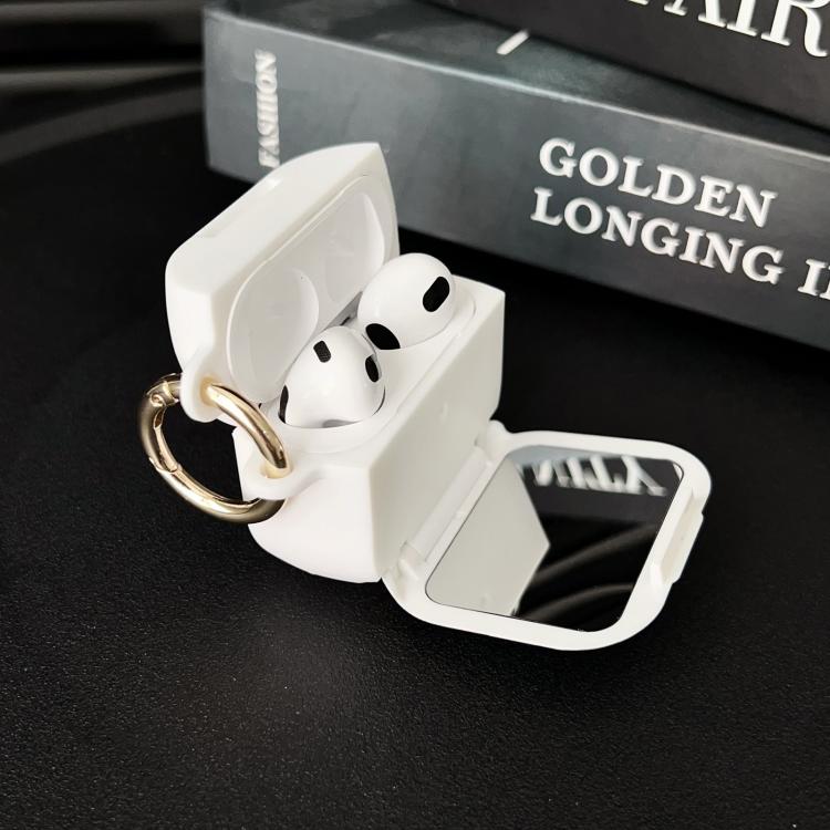 For AirPods 3 Leopard Print Folding Holder Earbuds Protective Case with Mirror