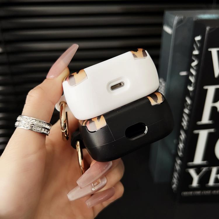 For AirPods 3 Leopard Print Folding Holder Earbuds Protective Case with Mirror