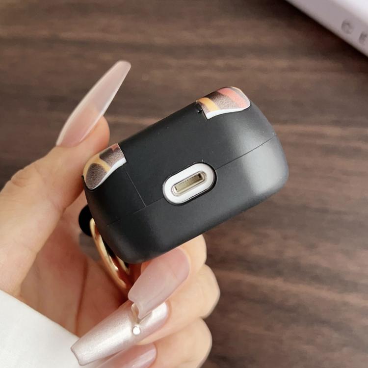 For AirPods 1 / 2 Leopard Print Folding Holder Earbuds Protective Case with Mirror