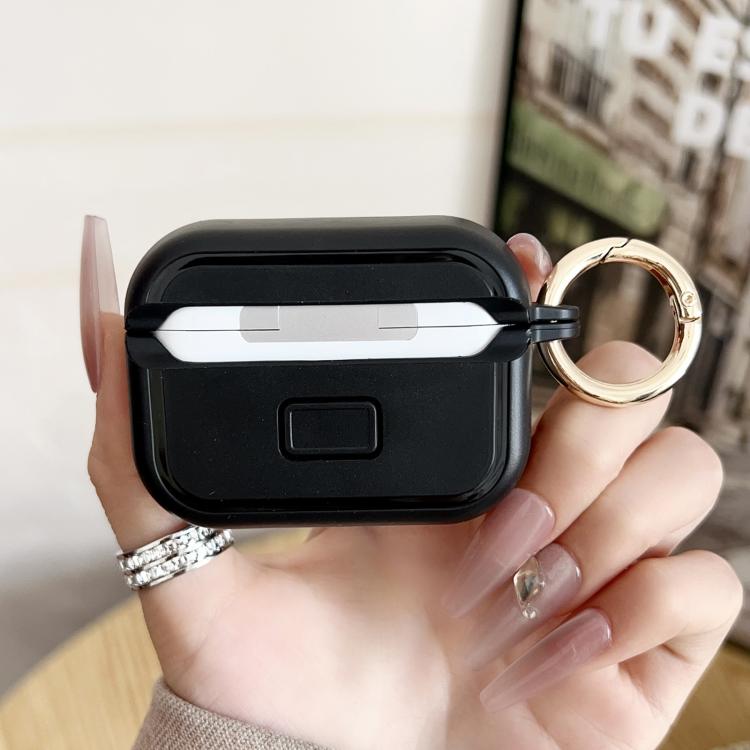 For AirPods Pro / Pro 2 Leopard Print Folding Holder Earbuds Protective Case with Mirror