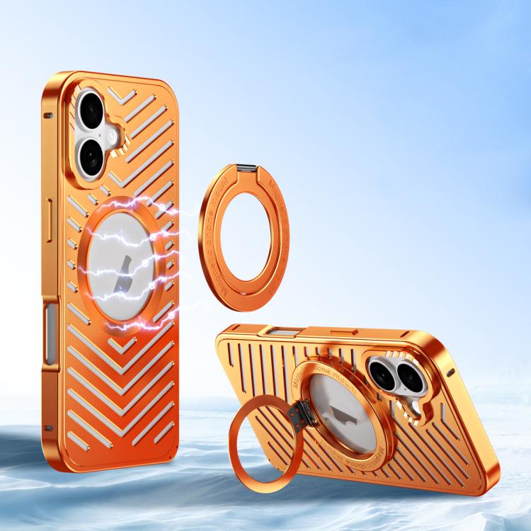 For iPhone 17 Cooling MagSafe Magnetic Holder Metal Phone Case