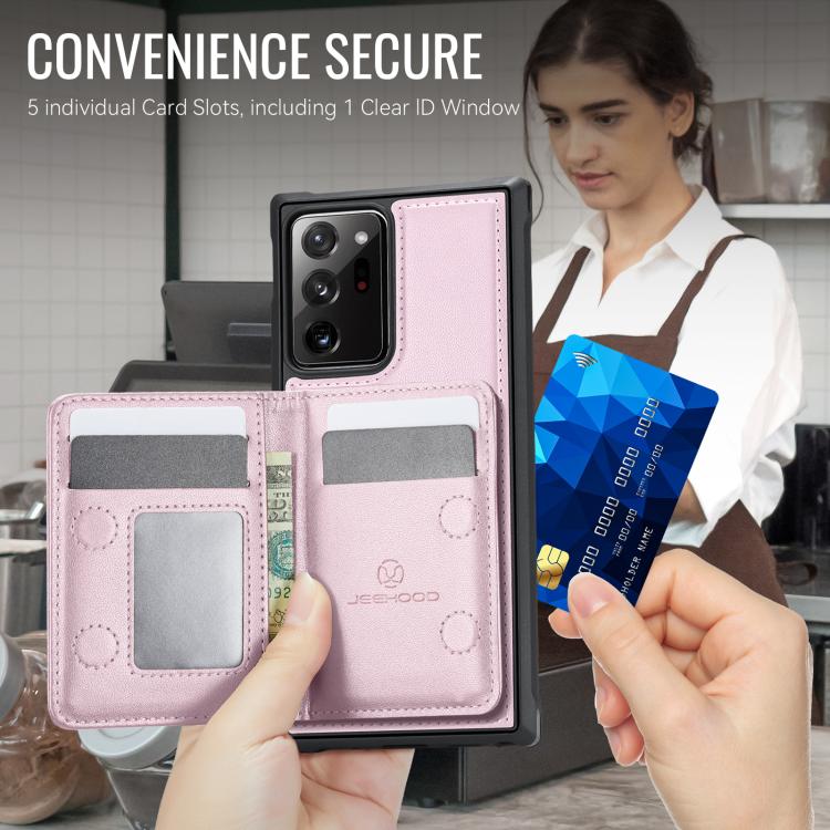 For Samsung Galaxy Note20 Ultra JEEHOOD J12 Exquisite RFID MagSafe Zipper Card Bag Phone Case