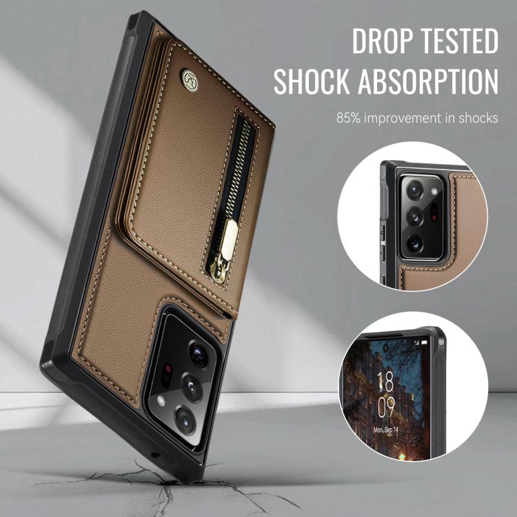 For Samsung Galaxy Note20 Ultra JEEHOOD J12 Exquisite RFID MagSafe Zipper Card Bag Phone Case