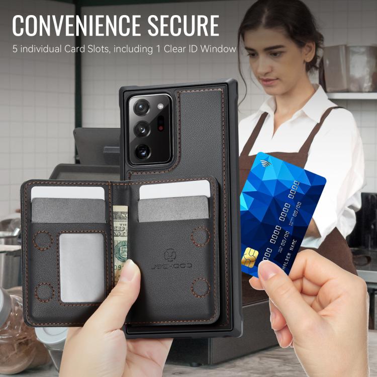 For Samsung Galaxy Note20 Ultra JEEHOOD J12 Exquisite RFID MagSafe Zipper Card Bag Phone Case