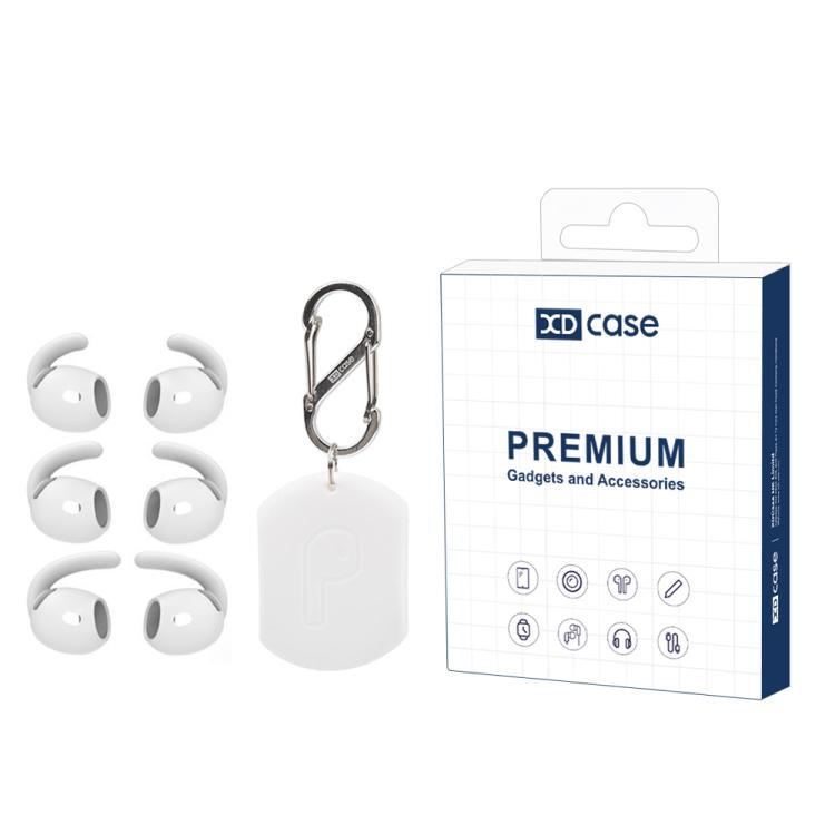 For AirPods 4 XDcase 3 Pairs Silicone Anti-slip Sports Ear Caps with Storage Case & Carabiner