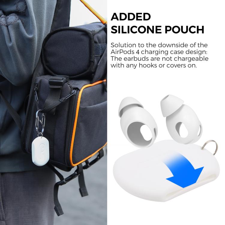 For AirPods 4 XDcase 3 Pairs Silicone Cover Ear Caps with Storage Case & Carabiner