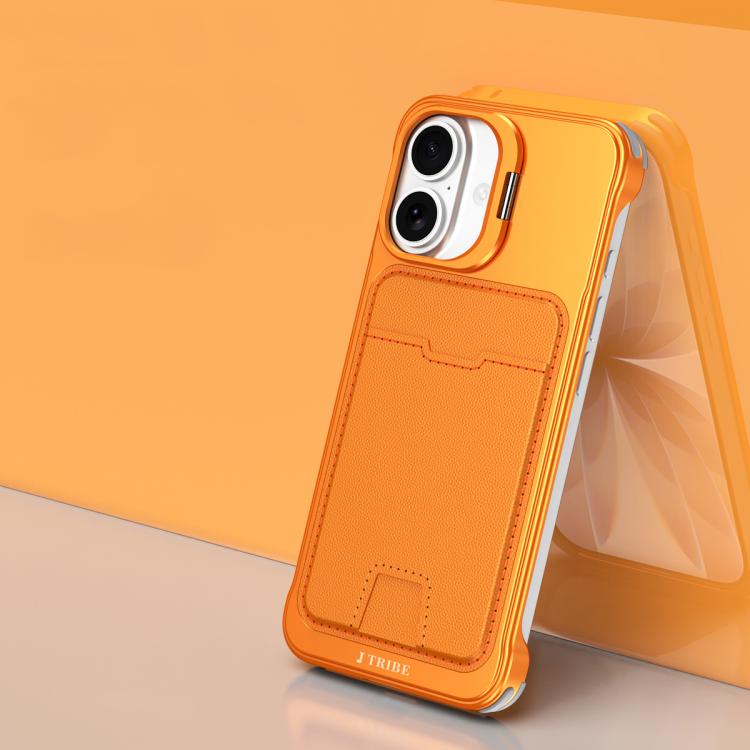 For iPhone 17 J TRIBE Metal Frameless Card Slot Lens Holder Phone Case