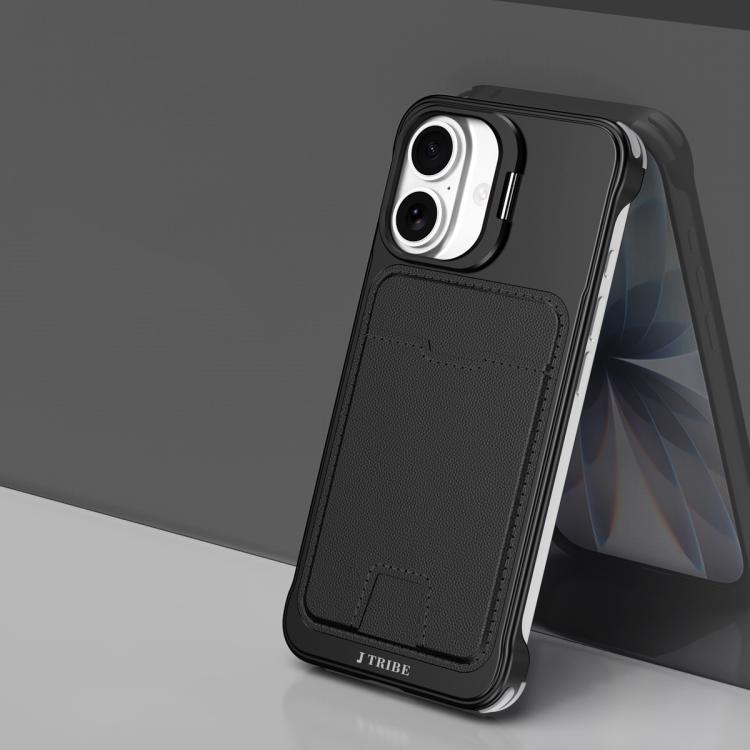 For iPhone 17 J TRIBE Metal Frameless Card Slot Lens Holder Phone Case