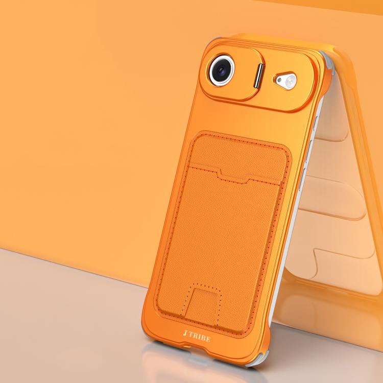 For iPhone Air J TRIBE Metal Frameless Card Slot Lens Holder Phone Case