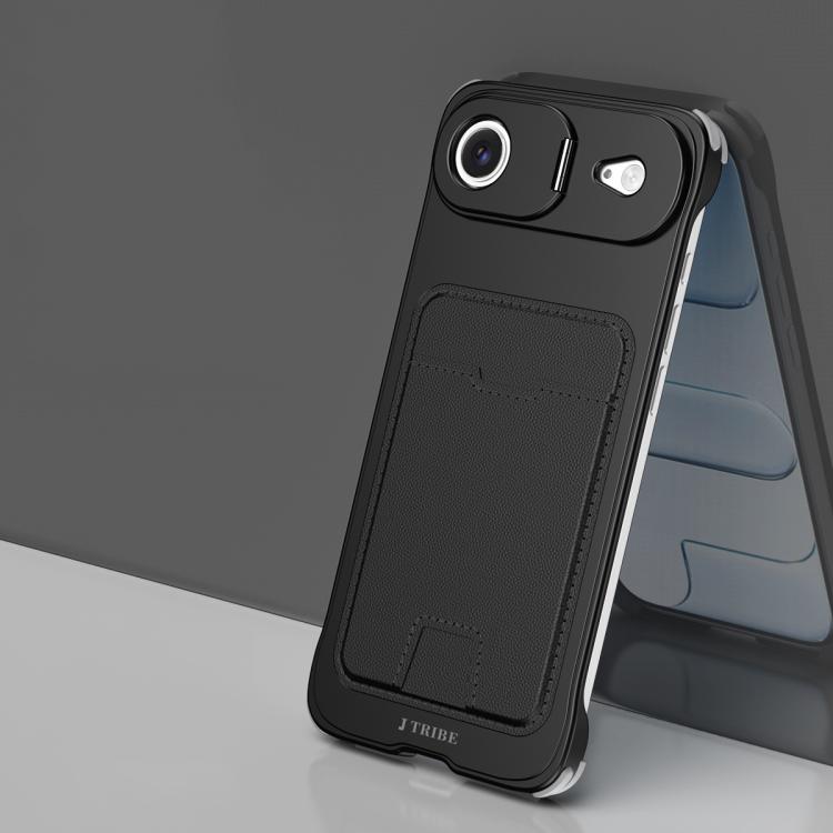 For iPhone Air J TRIBE Metal Frameless Card Slot Lens Holder Phone Case