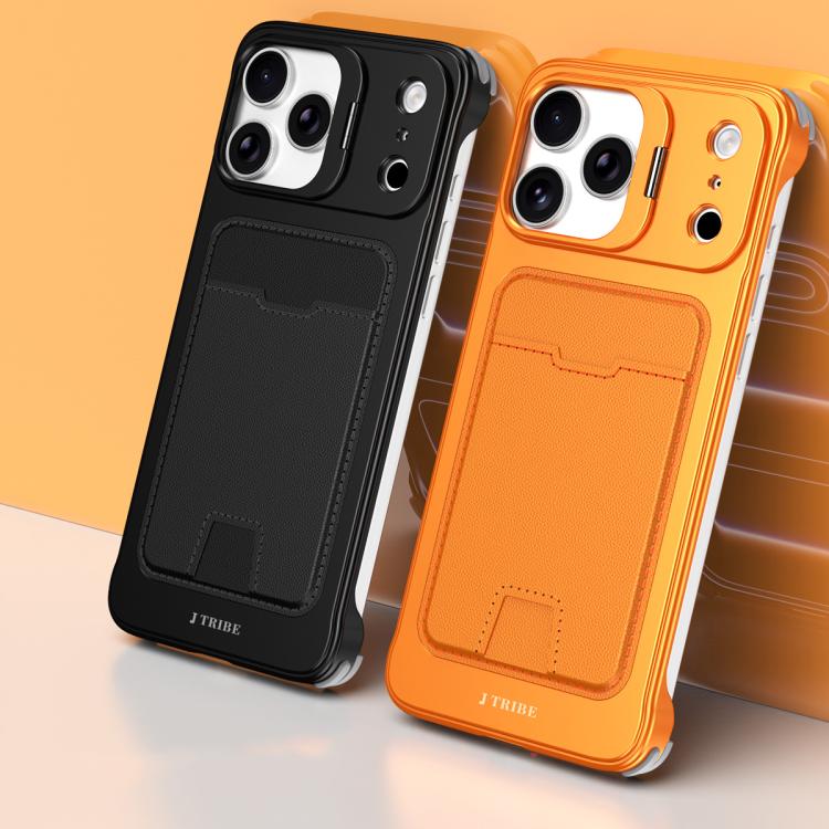 For iPhone 15 Pro J TRIBE Metal Frameless Card Slot Lens Holder Phone Case