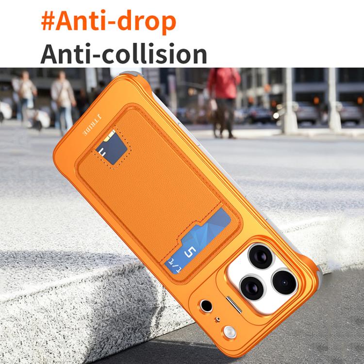For iPhone 15 Pro Max J TRIBE Metal Frameless Card Slot Lens Holder Phone Case