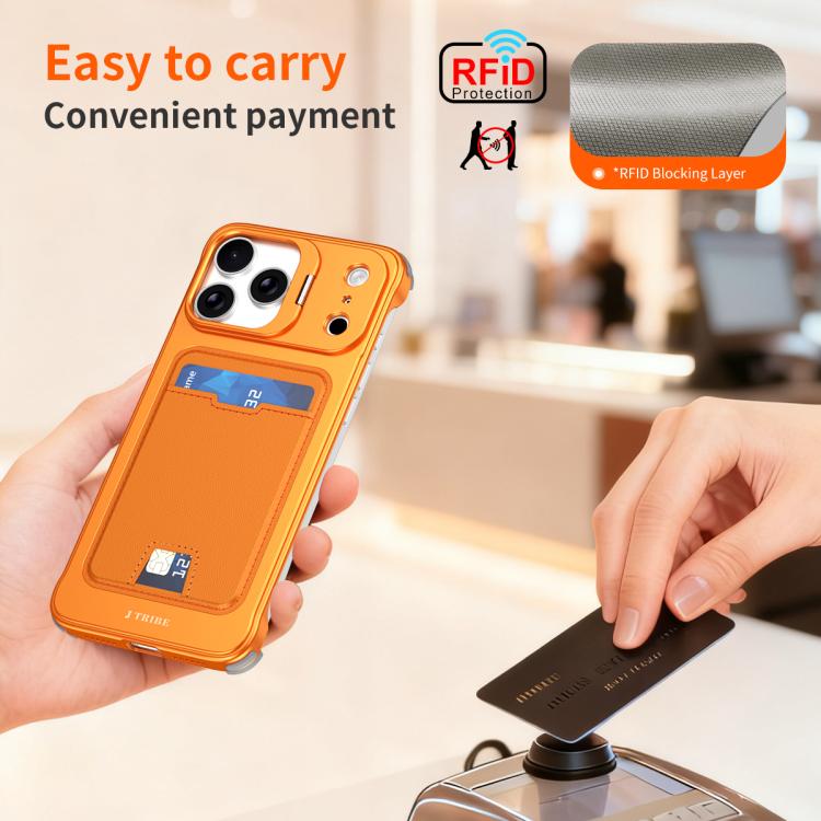 For iPhone 17 Pro Max J TRIBE Metal Frameless Card Slot Lens Holder Phone Case