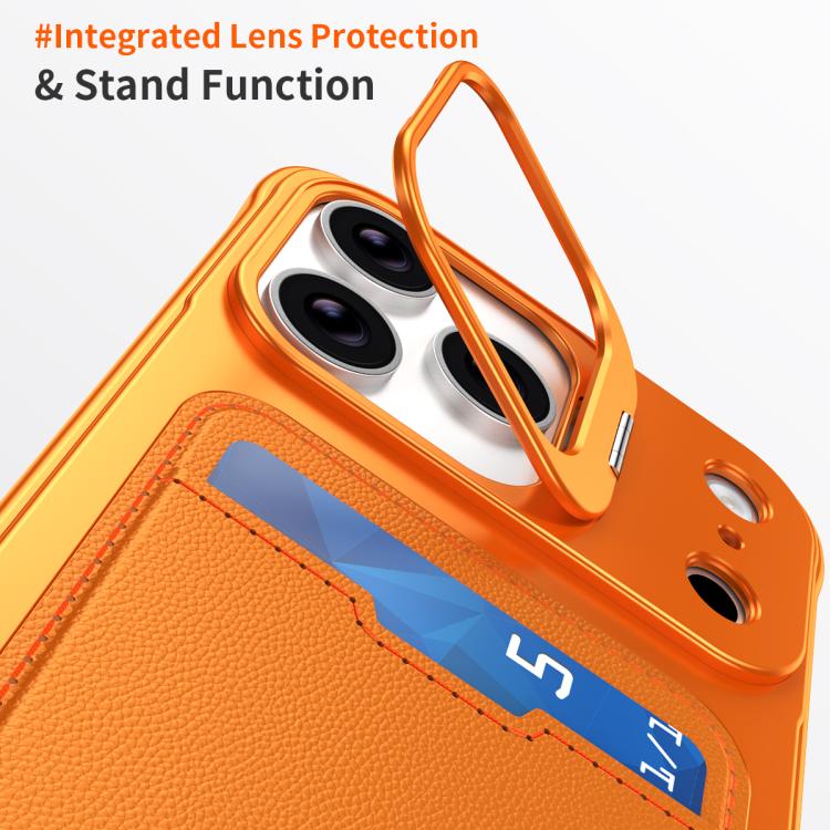 For iPhone 15 Pro Max J TRIBE Metal Frameless Card Slot Lens Holder Phone Case