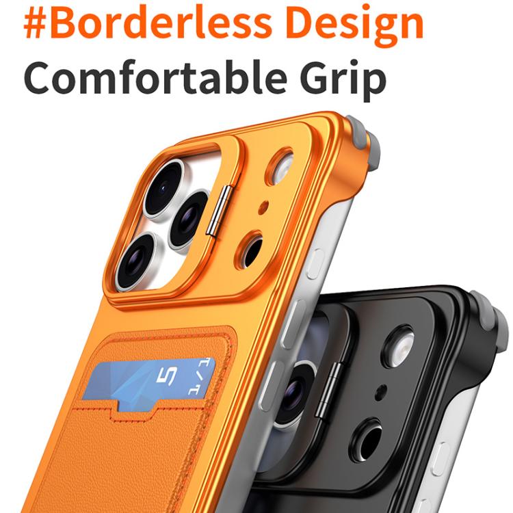 For iPhone 17 J TRIBE Metal Frameless Card Slot Lens Holder Phone Case