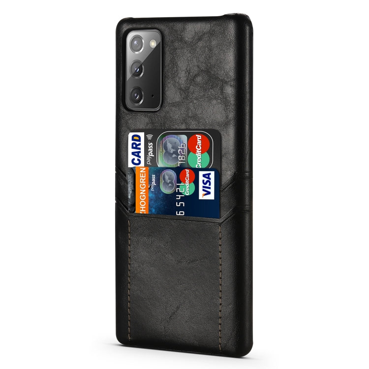 For Samsung Galaxy Note20 Calf Texture PU + PC Protective Case with Card Slots(Black)