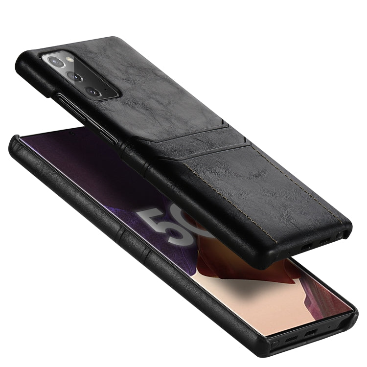 For Samsung Galaxy Note20 Calf Texture PU + PC Protective Case with Card Slots(Black)
