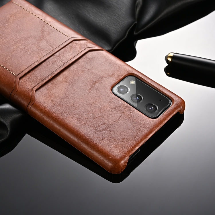 For Samsung Galaxy Note20 Calf Texture PU + PC Protective Case with Card Slots(Black)