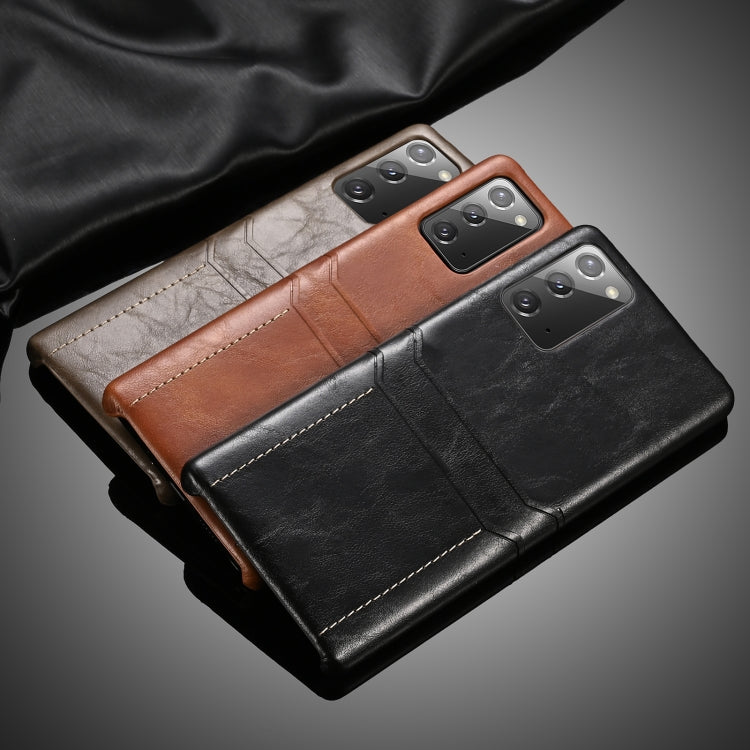 For Samsung Galaxy Note20 Calf Texture PU + PC Protective Case with Card Slots(Black)