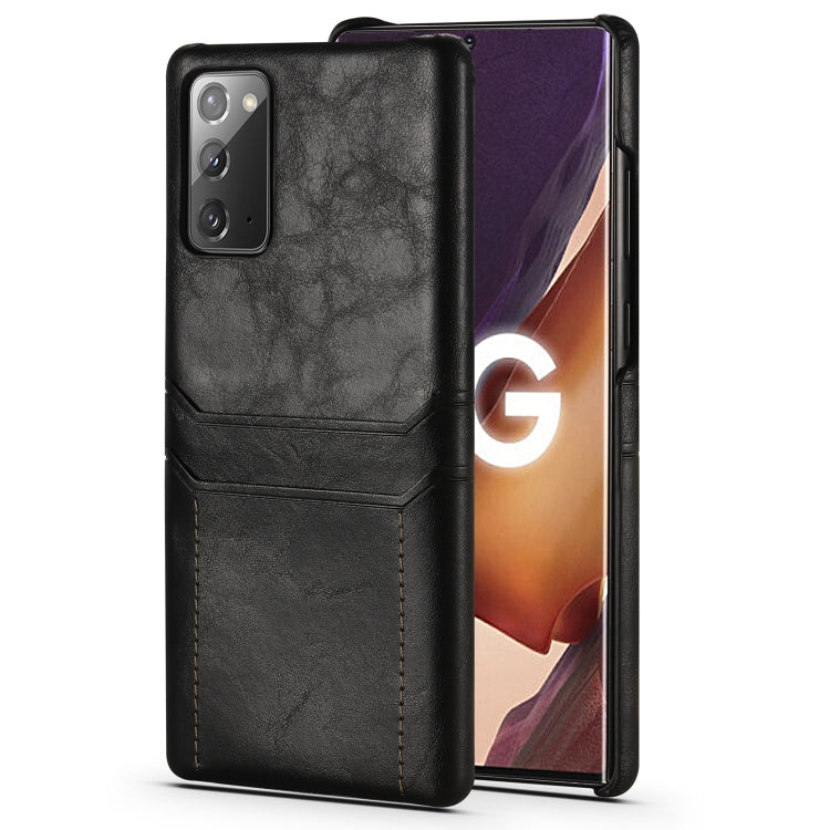 For Samsung Galaxy Note20 Ultra Calf Texture PU + PC Protective Case with Card Slots(Black)
