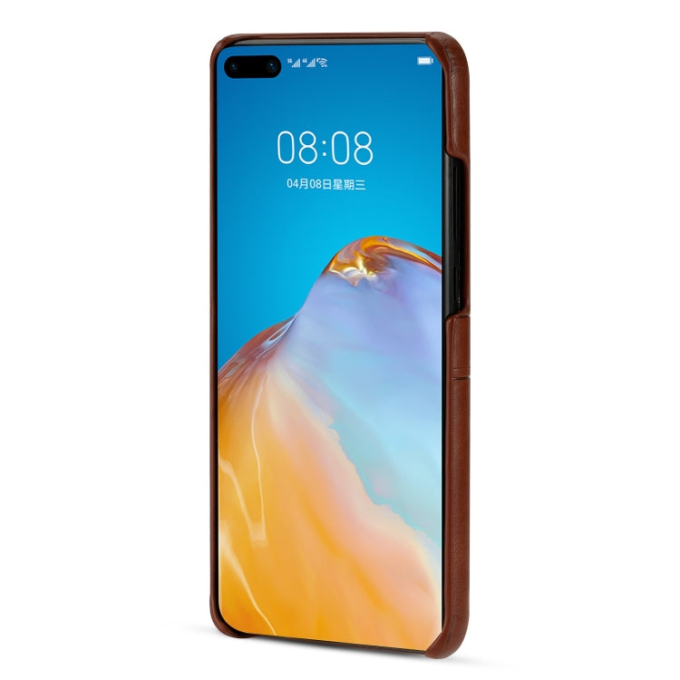 For Huawei P40 Calf Texture PU + PC Protective Case with Card Slots(Brown)