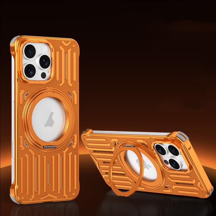 For iPhone 16 Pro Mech Series Cooling Rotating Holder Metal Frameless Phone Case