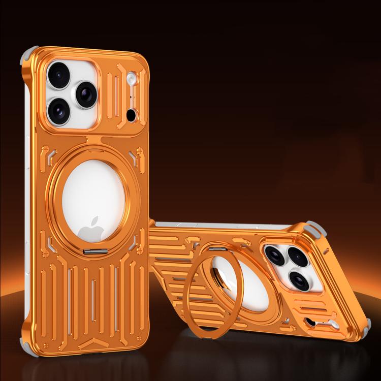 For iPhone 17 Pro Max Mech Series Cooling Rotating Holder Metal Frameless Phone Case