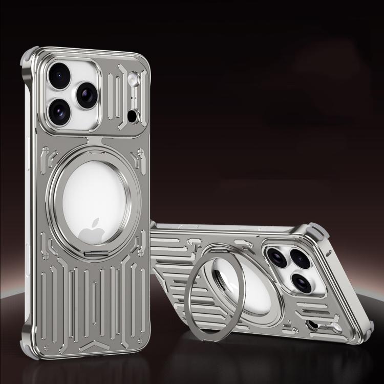 For iPhone 17 Pro Mech Series Cooling Rotating Holder Metal Frameless Phone Case