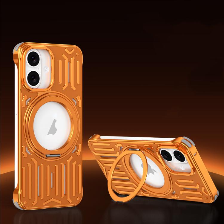 For iPhone 17 Mech Series Cooling Rotating Holder Metal Frameless Phone Case