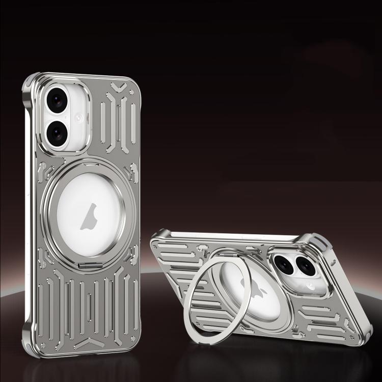 For iPhone 17 Mech Series Cooling Rotating Holder Metal Frameless Phone Case