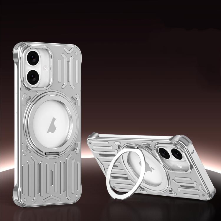 For iPhone 17 Mech Series Cooling Rotating Holder Metal Frameless Phone Case