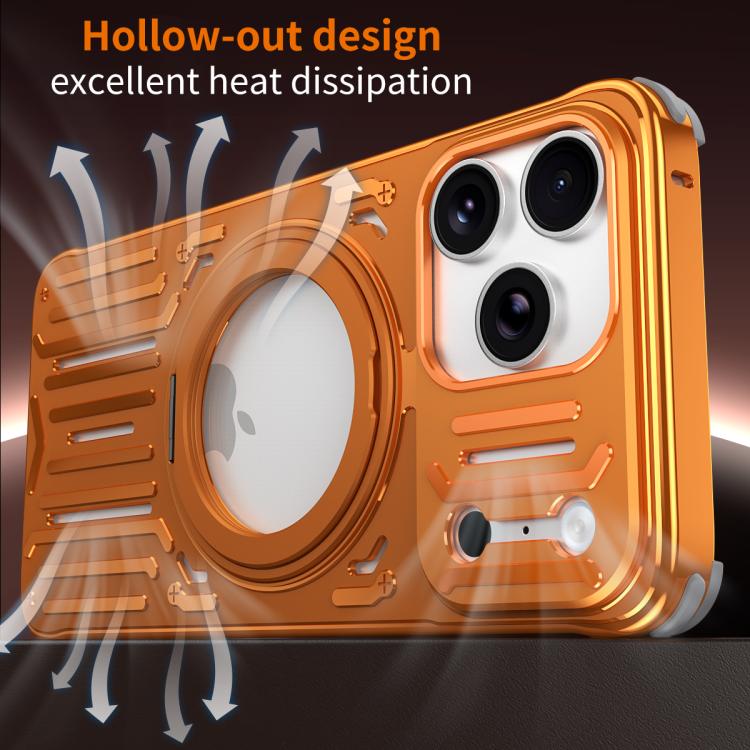 For iPhone 15 Pro Max Mech Series Cooling Rotating Holder Metal Frameless Phone Case