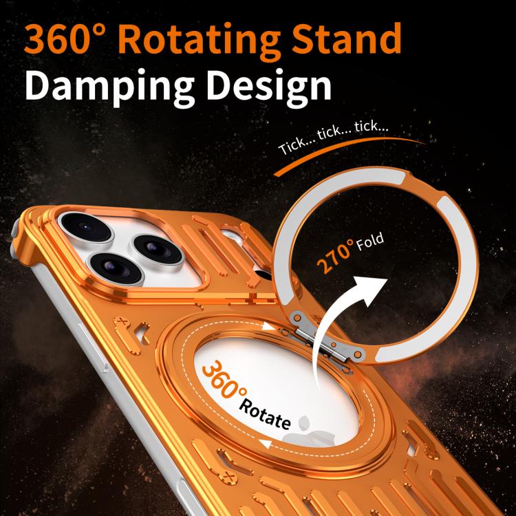 For iPhone 15 Pro Max Mech Series Cooling Rotating Holder Metal Frameless Phone Case