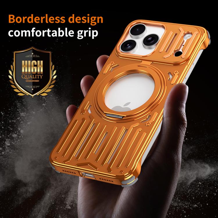For iPhone 15 Pro Max Mech Series Cooling Rotating Holder Metal Frameless Phone Case