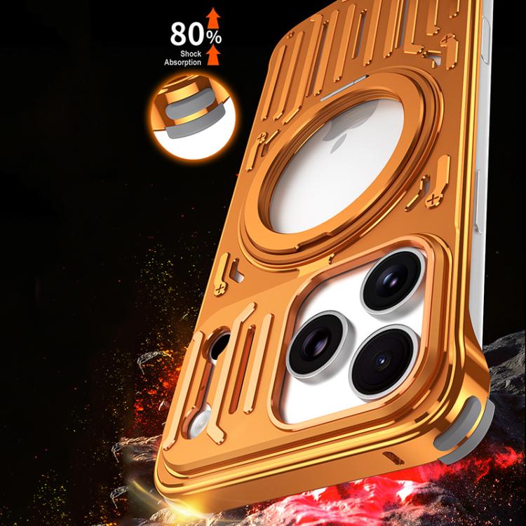 For iPhone 15 Pro Max Mech Series Cooling Rotating Holder Metal Frameless Phone Case