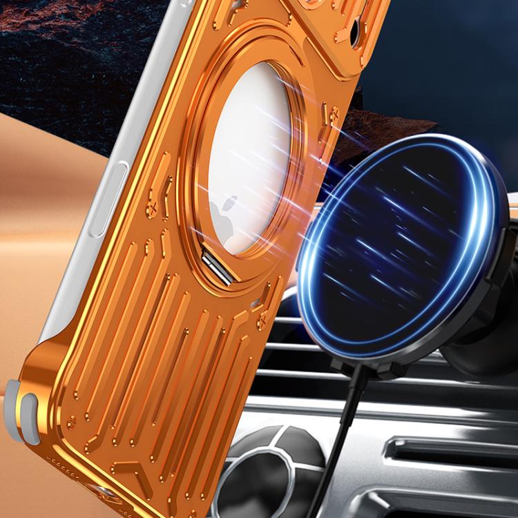 For iPhone 15 Pro Max Mech Series Cooling Rotating Holder Metal Frameless Phone Case
