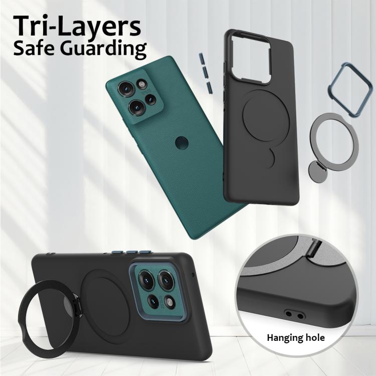 For Motorola Edge 50 Gen1.5 Pivot Ring Holder TPU Hybrid PC Phone Case