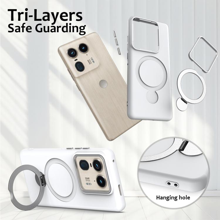 For Motorola Edge 50 Ultra / Moto X50 Ultra Gen1.5 Pivot Ring Holder TPU Hybrid PC Phone Case