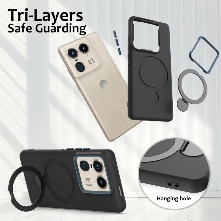 For Motorola Edge 50 Ultra / Moto X50 Ultra Gen1.5 Pivot Ring Holder TPU Hybrid PC Phone Case