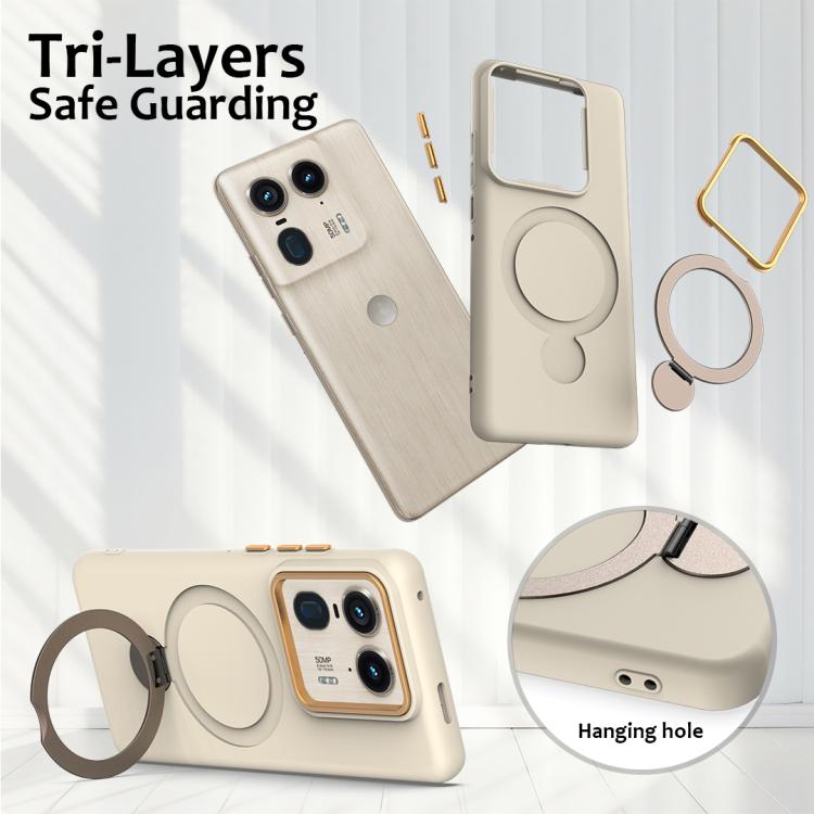 For Motorola Edge 50 Ultra / Moto X50 Ultra Gen1.5 Pivot Ring Holder TPU Hybrid PC Phone Case