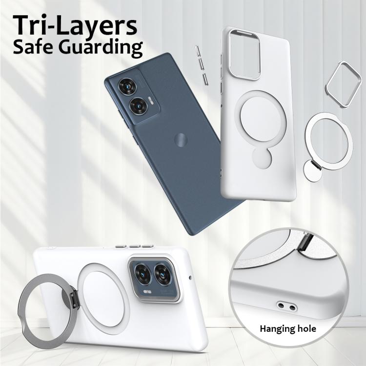 For Motorola Moto G35 Gen1.5 Pivot Ring Holder TPU Hybrid PC Phone Case