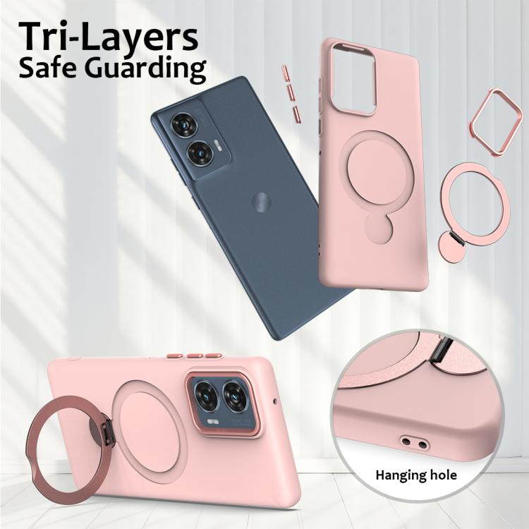 For Motorola Moto G35 Gen1.5 Pivot Ring Holder TPU Hybrid PC Phone Case