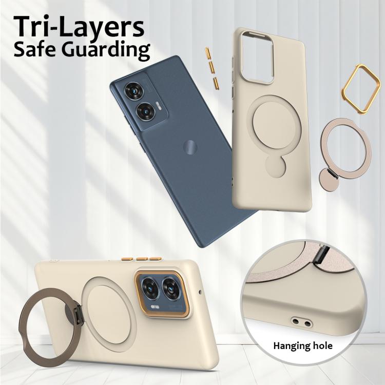 For Motorola Moto G35 Gen1.5 Pivot Ring Holder TPU Hybrid PC Phone Case